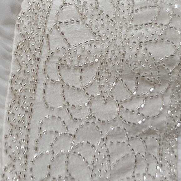 VTG Oleg Cassini Womens Formal Dress Off White SILK Beaded Pleated Wedding Sz 16 - Picture 9 of 16